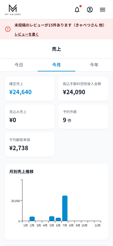 MY SALONS 操作画面